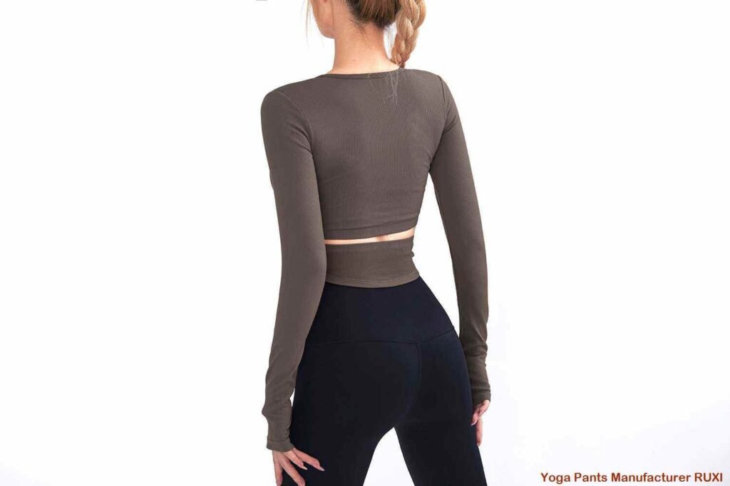 Dames yoga crop top met lange mouwen RUXI nl750